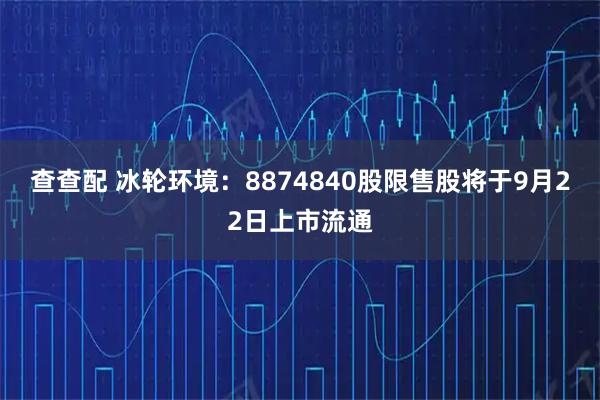 查查配 冰轮环境：8874840股限售股将于9月22日上市流通